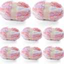 8 Pcs Chunky Yarn for Hand Knitting - Chunky Chenille Yarn for Crocheting - Fluffy Yarn for Crochet - Jumbo Yarn for Hand Knitting 227 yds 61.6 oz of Super Bulky Yarn (Pink-Purple-White)