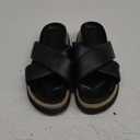 Platform Sandals for Women 2025 Raffia Espadrilles Slides Slip On Open Toe Summer Sandals with Criss Cross Decor (Black, 39)