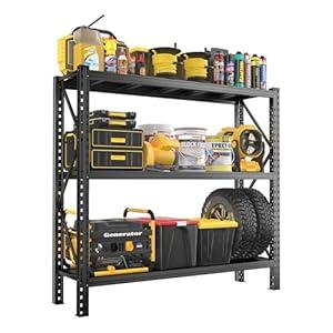 ErgoNova 63" W Ultra Wide Garage Shelving, 3-Tier Heavy Duty Garage Storage Shelves, Adjustable Heavy Duty Shelving Unit, for Warehouse Basement Storeroom Shop Supermarket