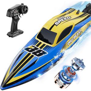 Brushless RC Boat 30+MPH, Big Remote Control Boats for Adults and Kids, Fast Racing Boat with Self-Righting, LED Lights, Waterproof, RTR, Sailboat for Lake, River, Saltwater and Pools