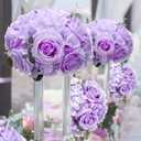 Zeyune 2 Pcs Flower Ball Centerpieces for Table Flower Ball Arrangement Bouquet Fake Flowers Silk Rose Balls for Weddings Artificial Floral for Birthday Party Home Decor (Purple)