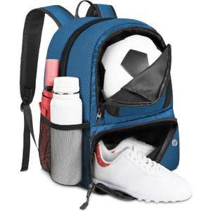 YOREPEK Soccer Backpack,Soccer Bag with Ball Holder, Water resistant Sport Equipment Bags Fit Basketball Volleyball Football (Blue)