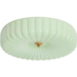 KCO Lighting Nordic Green Glass Flush Mount Ceiling Light Vintage Round Semi Flush Mount Ceiling Light Fixture Mid Century Modern Bathroom Overhead Light LED Ceiling Lights