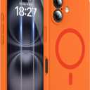 Magnetic for iPhone 16 Case, Compatible with MagSafe, Two 9H Screen Protectors, Full Camera Protection, Military-Grade Protection Silicone Phone Cover for 16 6.1", Orange