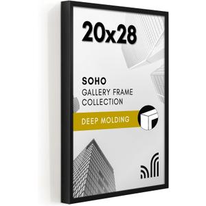 Americanflat 20x28 Picture Frame with Polished Plexiglass - Soho Collection - Gallery Style Deep Molding Picture Frames for Wall Display - Black