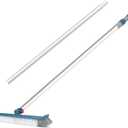 POOPLE Swimming Pool Brush with Pole, 16ft Aluminum Telescopic Pool Poles and 18inch Polished Nylon Bristles Pool Brushes Head for Cleaning Pool Walls