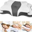 CHxxy Memory Foam Pillows, Cervical Pillow for Neck and Shoulder Pain Relief, Ergonomic Contour Bed Pillow, Soft for Side Sleep Stomach Sleeping and Back Sleeper-Queen Size & Dark Grey