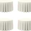 BRILLMAX 4 Pack Ivory Round Tablecloths 120 Inch - Circle Bulk Linen Polyester Fabric Washable Table Cloth Cover for Wedding Reception Banquet Birthday Party Buffet Restaurant