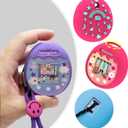 JCHPINE Hard Carrying Case and Silicone Cover Compatible with Tamagotchi Pix Interactive Virtual Pet Game Machine, Screen Film Protector for Tamagotchi Pix Accessories(Pink-Teal)