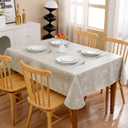 Heavy Duty Vinyl Tablecloth with Flannel Backing Waterproof Oil-Proof Plastic Table Cloth Stain-Resistant Wipeable Rectangle or Square Table Cover for Indoor and Outdoor (Beige Leaf60x102 Inch)