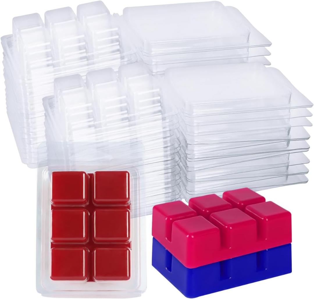 Wax Melt Clamshells Molds, Clear Empty Plastic Cube Tray for Wickless Tarts Candles (Clear).