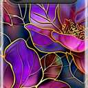 for iPhone 17 Pro Case - Wireless Charging Compatible - Dual-Layer Hard Shell + Silicone Cover - Shockproof Protective Phone Case with Stylish Designs for Women - Blooming Purple Flowers