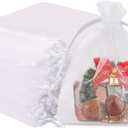 EdgeXcel 3x4 Organza Bags for Gift, Candy, Wedding Favors, Party, Small Goodie Bags, 120Pcs Bulk White Drawstring Mesh Bag for Jewelry Making Supplies