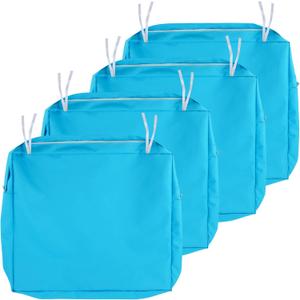 NettyPro Patio Cushion Covers Replacement Set 4 Water Repellent UV Resistant Outdoor Chair Seat Cushion Slipcover with Zipper and Tie, 24 x 24 x 4 Inch, Peacock Blue