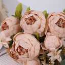 Duovlo Artificial Peony Silk Flowers Fake Flowers Vintage Wedding Home Decoration,Pack of 1 (Light Champagne)