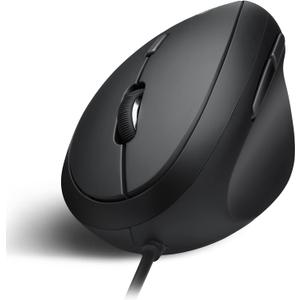 Perixx PERIMICE-519 Wired Ergonomic Vertical Mouse - Portable Small Design - 105x67x58 mm - Right Handed Black
