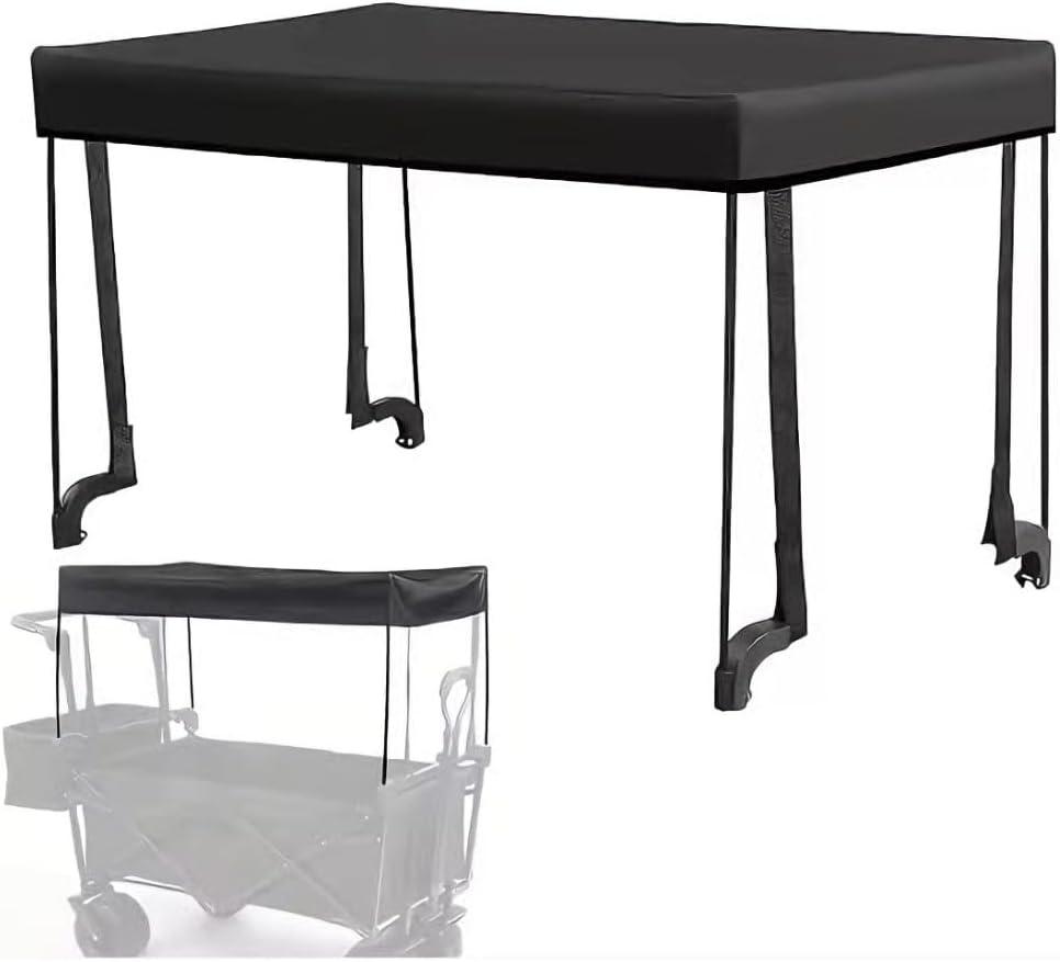 Universal Wagon Canopy Cover - Waterproof Removable Awning for 33.8-37" Folding Utility Carts, Beach Wagon Sun Shade with Quick Setup (Wagon Not Included) - Black