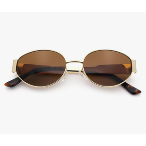 SA106 Womens Classic Retro Dad Fashion Oval Round Metal Rim Sunglasses
