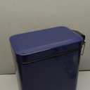 mDesign Small Modern 1.3 Gallon Rectangle Metal Lidded Step Trash Can, Compact Garbage Bin with Removable Liner Bucket and Handle for Bathroom, Kitchen, Craft Room, Office, Garage - Navy Blue