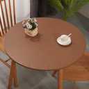 Round Plastic Table Cloth, with Soft Flannel Backing,100% Waterproof Round Vinyl Tablecloth with Elastic, Indoor/Outdoor Picnic Tablecloths. (Dark Coffee, Fits 45" - 56" Round Tables)