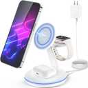 3 in 1 Charging Station for Apple Devices,Fast Mag-Safe Charger Stand,Magnetic Wireless Charger for iPhone 16 15 14 13 12 Series & Apple Watch 10 9 8 7 6 5 4 3 2 SE & Airpods 4 3 2 Pro(White)