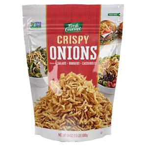 Fresh Gourmet Crispy Onions | 24 Ounce | Low Carb | Crunchy Snack and Salad Topper (EXP 07/22/26)