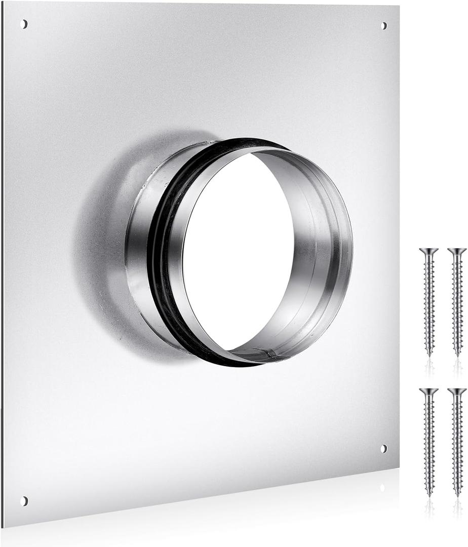 Zonon 4 Inch Duct Connector Flange Galvanized Steel Dryer Vent Connector with Rubber Ring and Screws Straight or Flex Pipe Flange for Heating Cooling Ventilation System