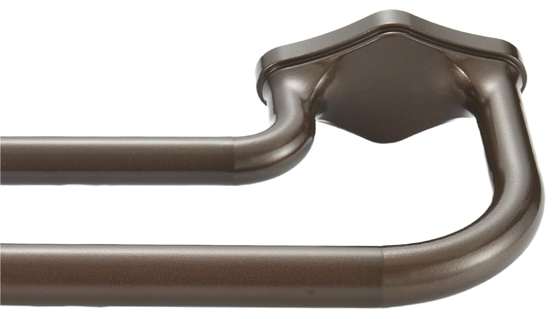 Lwiiom Anqiue Bronze Double Curtain Rods For Windows 72-144 Inch,Heavy Duty Double Curtain Rod with Aluminum Finial and Bracket,Adjustable Double Window Rods For Blackout Or Room Darkening Panel