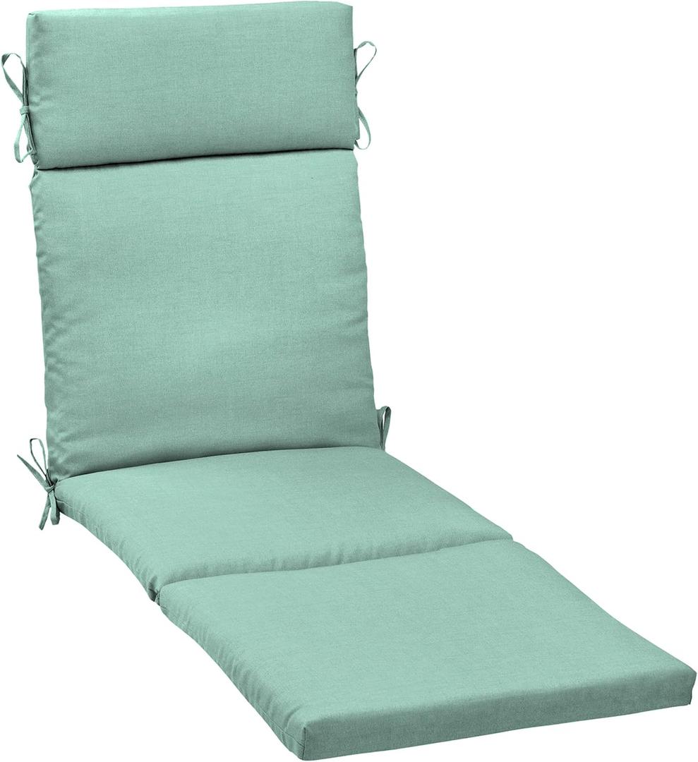 Arden Outdoor Chaise Cushion, 21 in x 72 in, Weather-Proof, Rain-Proof, Fade Resistant Patio Cushion for Chaise Lounger Aqua Leala