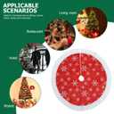 ULTECHNOVO 35. 4 Inch Large Christmas Tree Skirt Xmas Soft Cover Mat Decor Snowflake Collar Farmhouse Tree Skirt for Holiday Ornaments Party Home Indoor Decorations (Red)