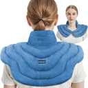 MORLIDEN Neck Heating Pad Microwavable for Shoulders, Warmer Wrap Microwave Heating Pad for Neck and Shoulders for Pain Relief (Light Blue)