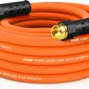 Garden Hose 25 ft x 5/8", NON-EXPANDING Flexible Water Hose, Kink Resistant Lightweight Hybrid Hose, Leakproof Yard Hose with Male to Female Fittings (Black orange)