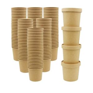 60 Pack 12 oz Kraft Paper Soup Containers with Lids, Disposable Ice Cream Cups, Microwave and Freezer Safe To Go Food Storage Bowls for Parties, Christmas, Takeout, Picnics