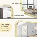 Gold Metal Framed Bathroom Mirror for Wall, Large Brushed Gold Rounded Corner Rectangular Bathroom Vanity Mirror, Anti-Rust, Tempered Glass, Hangs Horizontally or Vertically (30" x 55", Gold)