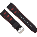 Ewatchparts 22mm Curved Rubber Strap Perforated Compatible With Citizen Eco Drive Watch Black With Red Stitching