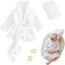 M&G House Newborn Photography Props Bathrobe Outfits Baby Photoshoot Props Robe Girl Baby Photo Prop Outfit Bathrobe (02 White(0-6 Months))