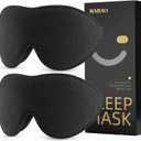 2 Packs Sleep Mask for Side Sleeper, Eye Mask for Sleeping Women Men, 3D Contoured Cup No Eye Pressure 100% Light Blocking Sleeping Mask with Adjustable Strap Night Blindfold Flight, Nap, Black