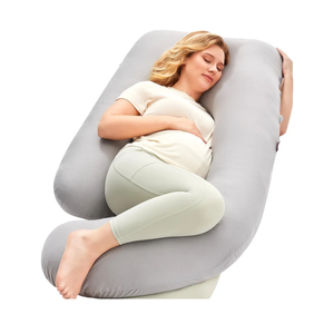 Momcozy Pregnancy Pillows for Sleeping, U Shaped Full Body Pillow for Pregnancy Women with Removable Jersey Cotton Cover, 57 Inch Maternity Pillow, Grey