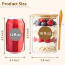 TBWIND 6 Pack Overnight Oats Containers with Lids and Spoons, 16oz Glass Jars with Bamboo Lids, Airtight Meal Prep Yogurt Containers for Breakfast, Parfait, Salad, Chia Pudding
