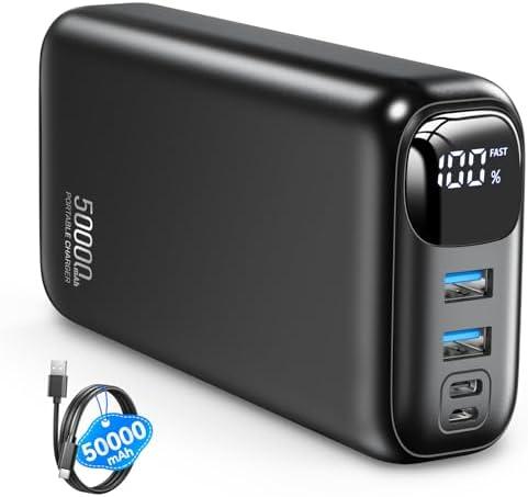Portable Charger 50000mAh Power Bank - 22.5W Fast Charging External Battery Pack,USB-C Portable Phone Charger for iPhone 17/16/15/14/13 Pro Android Samsung, for Travel Camping Essential