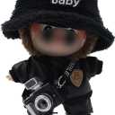 Original Design Doll Clothes Black Whole Set for 17cm Labubu with Hat,Jacket,Pants,Camera,Shoes(NO Doll)