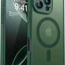 CANSHN Magnetic Compatible with iPhone 16 Pro Case, Upgraded [Full Camera Protection] [Compatible with Magsafe] [Translucent Matte] Shockproof Protective Phone Case Cover 6.3 Inch - Deep Green