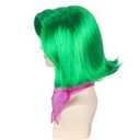 Miss U Hair Short Wavy Green Wig with Scarf for Women Side-swept Bangs Anime Cosplay Wig