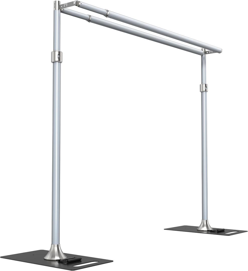 ALTSON Photo Backdrop Stand Heavy Duty 9.2x9.2Ft, Double Crossbar Pipe and Drape Stand Kit, Adjustable Metal Frame Background Stand with Flat Base for Wedding Party Birthday Photography Decoration