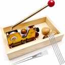 Heavy Duty Nut Cracker Tool, 6 Pcs NutCracker Tool Set for Pecans Walnuts Macadamia Hazelnuts Nut Crackers for All Nuts, 4 Picks & 1 Cleaning Brush, Wooden Base