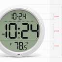 Digital Wall Clock with Date, Indoor Temperature, Auto-DST, Battery-Operated Digital Clock, 8 Inch Small Decorative Wall Clock for Bedroom, Living Room, Home, Kitchen, Office, Modern, Electric, Simple