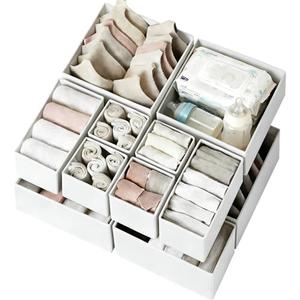 Criusia Drawer Organizer Clothes 12 Pack - Fabric Closet Organizers and Storage for Nursery Organization - Dresser Drawer Dividers for Baby Clothes/ Socks/ Underwear/ Bras - College Dorm Room Essentials