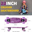 Nattork Skateboards 22 Inch Mini Cruiser Skateboard Complete Retro Skate Boards with Colorful Light Up Wheels for Kids Girls Boys Beginners