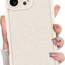 MZELQ for iPhone 16 Pro Max Case, Silicone Wave Ripple Cute Pattern, Camera Protection Soft Slim Shockproof for Girls Women -White