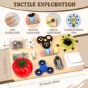 Fidget Spinner Pad Busy Board Toys Robot Fidget Spinner Music Box Switch Latches Keyboard Sensory 11 in 1 Wooden Montessori Travel Activity Board Focus Toy Motor Skills Gift for Girls Boys